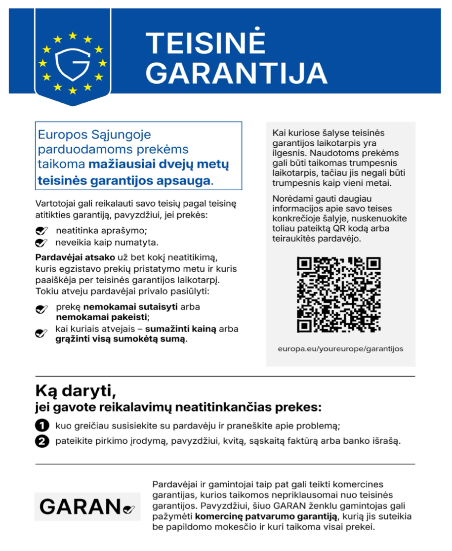 Teisinė ir komercinė garantija